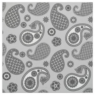 Paisley Pattern, Grey, Black and White   Fabric