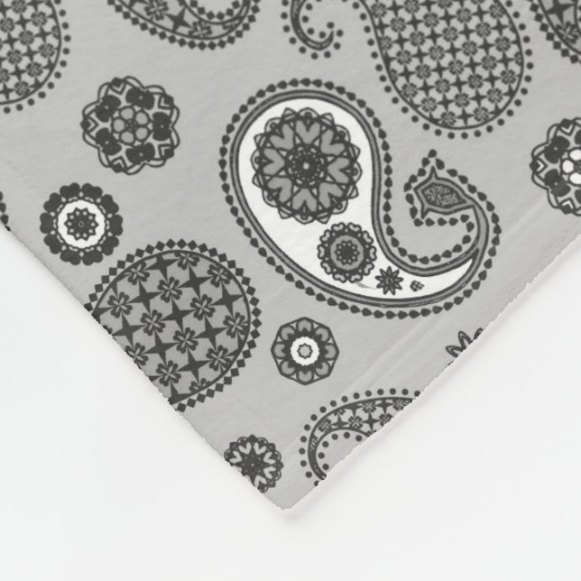 Paisley Pattern, Grey, Black and White   Fleece Bl (Corner)