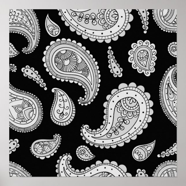 Paisley Pattern - Grey Poster (Front)