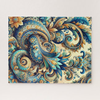Paisley pattern in blues jigsaw puzzle