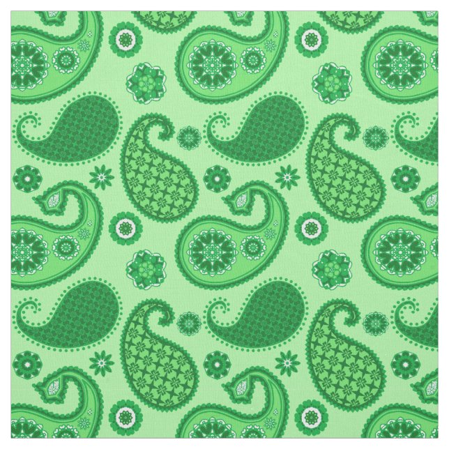 Paisley Pattern, Jade and Emerald Green Fabric (Swatch)