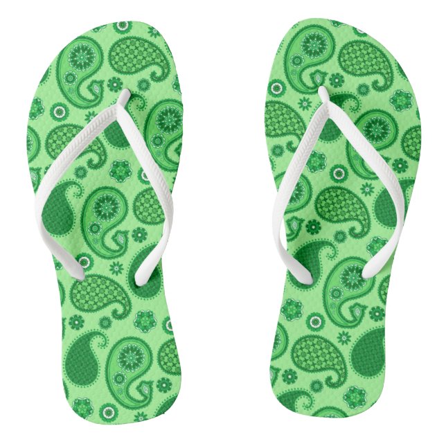 Paisley Pattern, Jade and Emerald Green Jandals (Footbed)