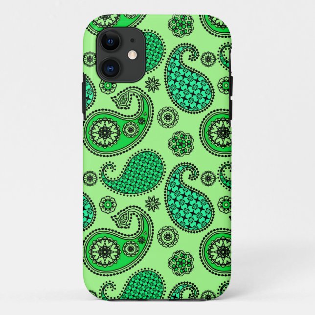 Paisley pattern, jade and mint green Case-Mate iPhone case (Back)