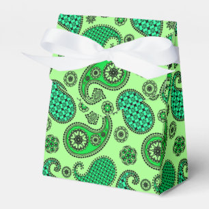 Paisley pattern, jade and mint green favour box