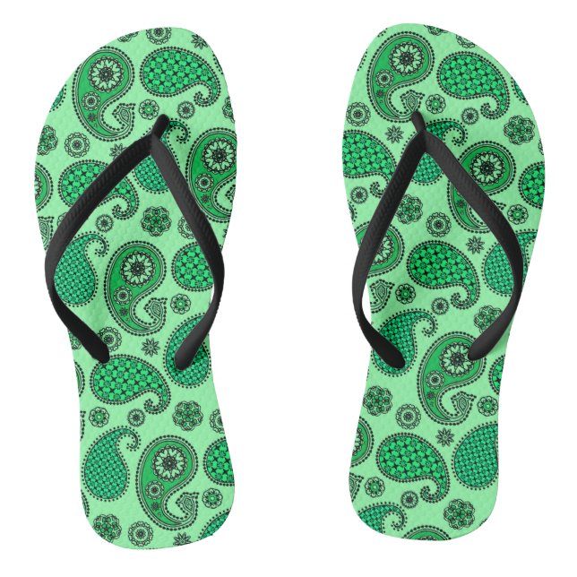 Paisley pattern, jade and mint green jandals (Footbed)