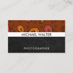 Paisley Pattern Leather Business Card