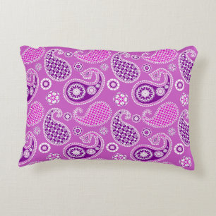 Paisley Pattern, Lilac and Amethyst Purple Decorative Cushion