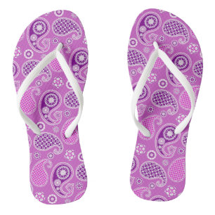 Paisley Pattern, Lilac and Amethyst Purple Jandals
