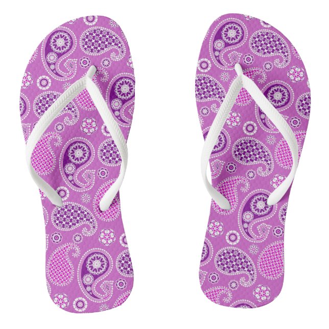 Paisley Pattern, Lilac and Amethyst Purple Jandals (Footbed)