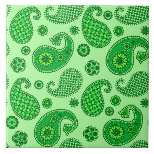 Paisley Pattern, Lime and Emerald Green Tile