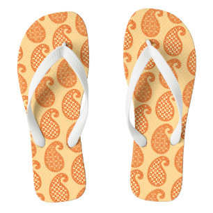 Paisley pattern, mandarin and pastel orange jandals