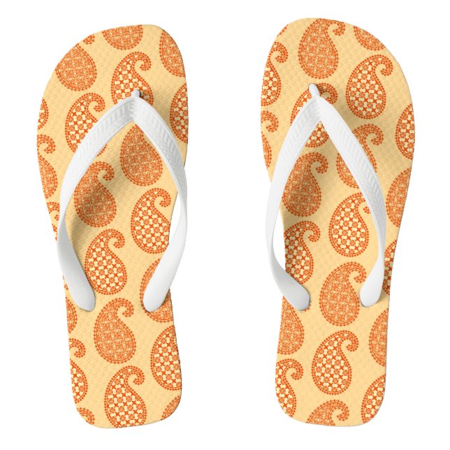 Paisley pattern, mandarin and pastel orange jandals (Footbed)