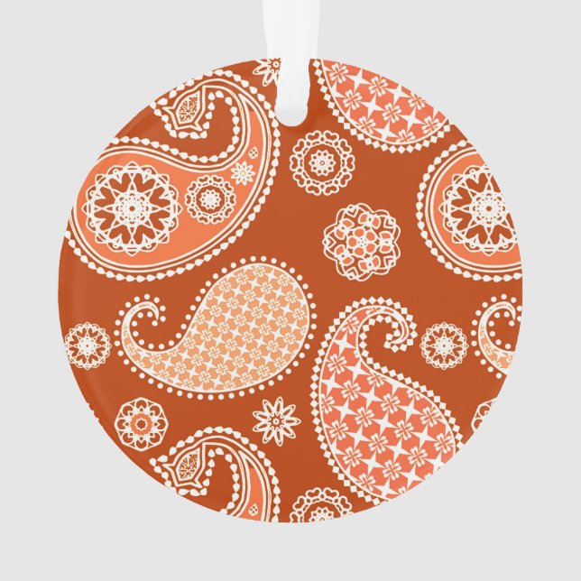 Paisley pattern, Mandarin Orange and White Ornament (Back)
