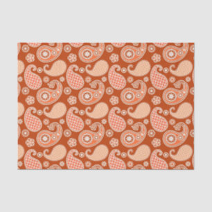 Paisley pattern, Mandarin Orange and White Tissue Paper