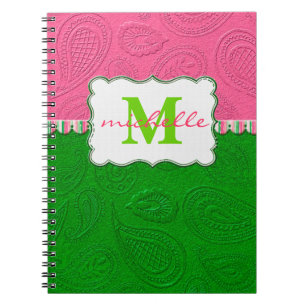 Paisley Pattern Monogram Spiral Notebook