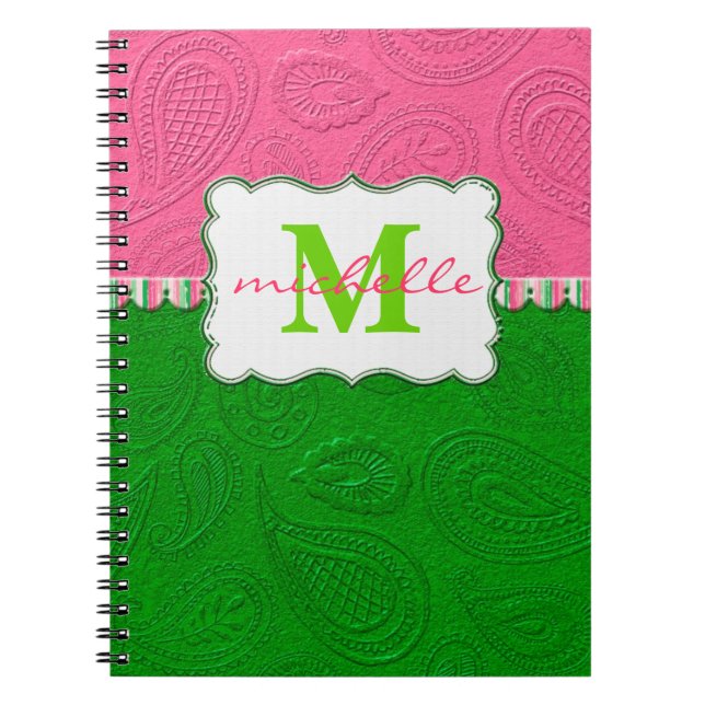 Paisley Pattern Monogram Spiral Notebook (Front)
