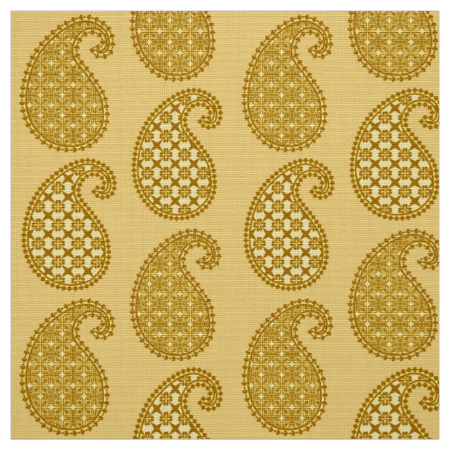 Paisley pattern, mustard gold and pale yellow fabric (Swatch)