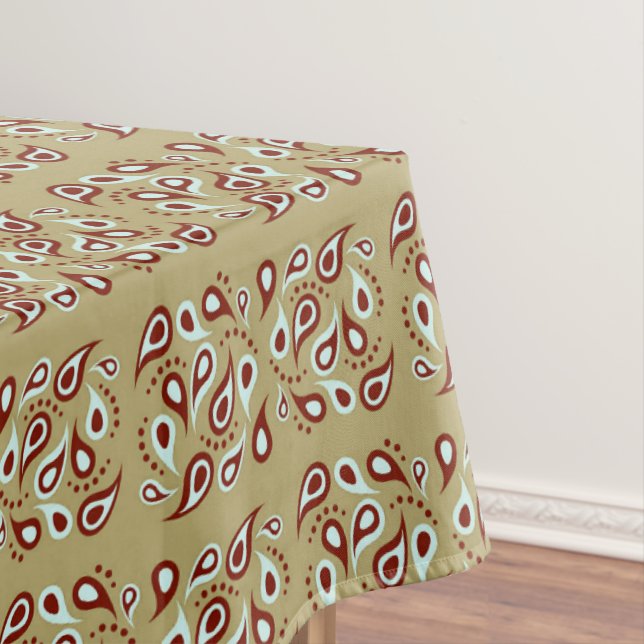 Paisley pattern on brown tablecloth (In Situ)