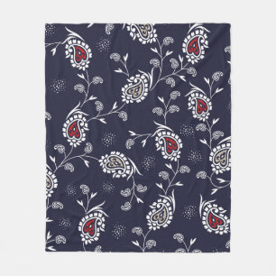 paisley pattern on navy fleece blanket