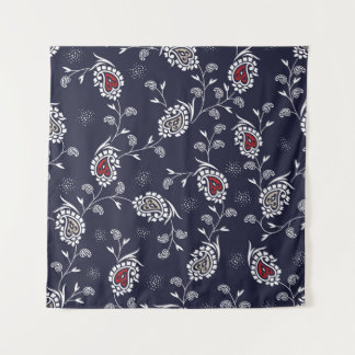 paisley pattern on navy tapestry