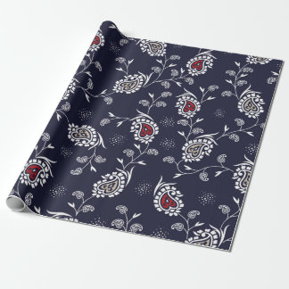 paisley pattern on navy wrapping paper