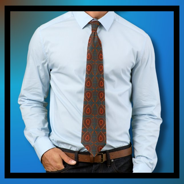 Paisley Pattern Orange Blue Brown  Tie (Creator Uploaded)