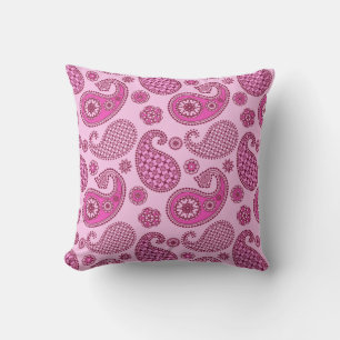 Paisley pattern, orchid and amethyst purple outdoor cushion