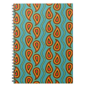 Paisley pattern, ornamental fabric texture indian notebook