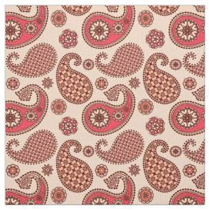 Paisley pattern, peach and coral pink fabric