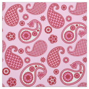 Paisley Pattern, Peppermint Pink and White Fabric