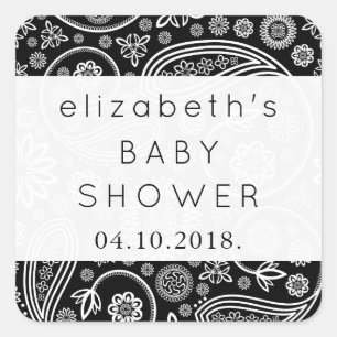Paisley Pattern, Persian Paisley, Baby Shower Square Sticker