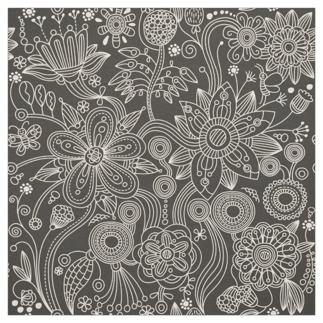Paisley Pattern, Persian Paisley, Black and White Fabric (Swatch)