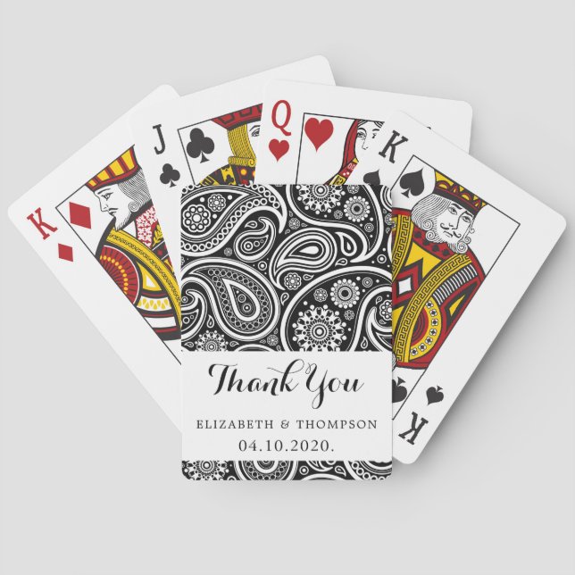 Paisley Pattern, Persian Paisley, Boteh, Wedding Playing Cards (Back)