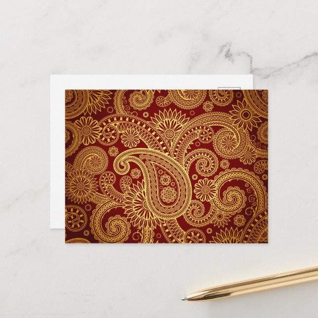 Paisley Pattern, Persian Paisley, Oriental Paisley Postcard (Front/Back In Situ)