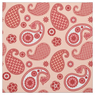 Paisley Pattern, Shades of Coral Orange  Fabric