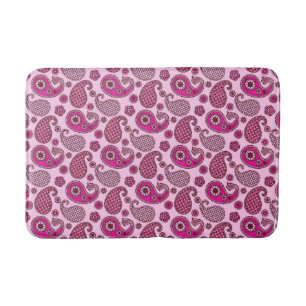 Paisley pattern, shades of light to deep pink bath mat