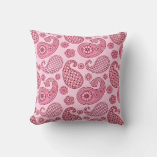 Paisley pattern, shades of light to deep pink cushion
