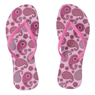 Paisley pattern, shades of light to deep pink jandals