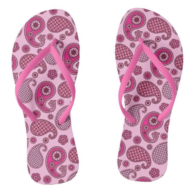 Paisley pattern, shades of light to deep pink jandals (Footbed)
