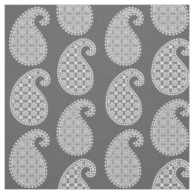 Paisley pattern, silver grey / grey and white fabric (Swatch)