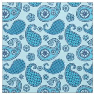 Paisley pattern, sky and cobalt blue fabric