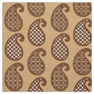 Paisley pattern, tan, cream and chocolate fabric