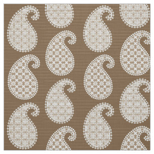Paisley pattern, taupe tan and white fabric