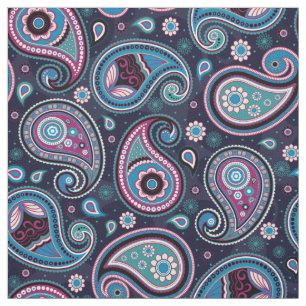 Paisley pattern teal blue fabric