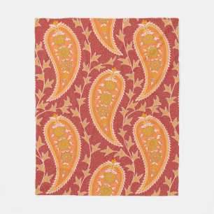 Paisley pattern. Turkish cucumber. Maroon-orange c Fleece Blanket