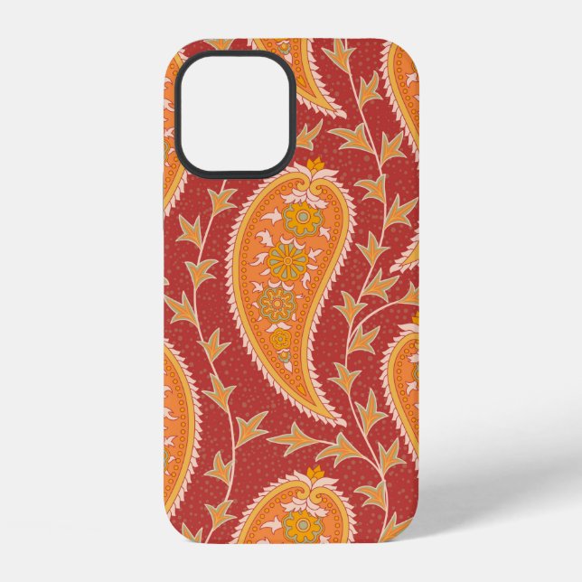 Paisley pattern. Turkish cucumber. Maroon-orange c iPhone Case (Back)