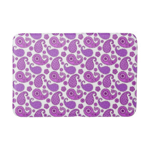 Paisley pattern, violet, purple and white bath mat