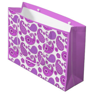 Paisley pattern, violet, purple and white large gift bag