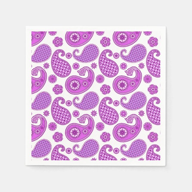 Paisley pattern, violet, purple and white napkin (Front)