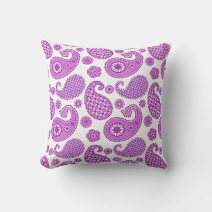 Paisley pattern, violet, purple and white outdoor cushion